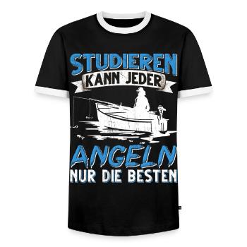 Studieren Kann Jeder Angeln nur die Besten - Männer Kontrast-T-Shirt - Schwarz/Weiß - Vorne - AI Model Female 172 light (172cm) & AI Model Male 178 light (178cm)
