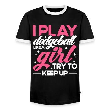 Dodgeball Player Gift Ball Jeux Dodgeball - T-shirt contrasté Homme - noir/blanc - Devant - AI Model Female 172 light (172cm) & AI Model Male 178 light (178cm)