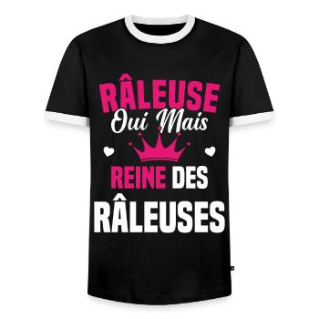 Reine des râleuses - T-shirt contrasté Homme - noir/blanc - Devant - AI Model Female 172 light (172cm) & AI Model Male 178 light (178cm)