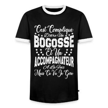 compliqué d'être un Bogosse et un Accompagnateur. - T-shirt contrasté Homme - noir/blanc - Devant - AI Model Female 172 light (172cm) & AI Model Male 178 light (178cm)