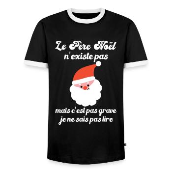 le père noël n'existe pas - T-shirt contrasté Homme - noir/blanc - Devant - AI Model Female 172 light (172cm) & AI Model Male 178 light (178cm)