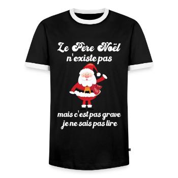 le père noël n'existe pas - T-shirt contrasté Homme - noir/blanc - Devant - AI Model Female 172 light (172cm) & AI Model Male 178 light (178cm)