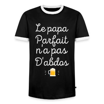 Le papa parfait n'a pas d'abdos - T-shirt contrasté Homme - noir/blanc - Devant - AI Model Female 172 light (172cm) & AI Model Male 178 light (178cm)