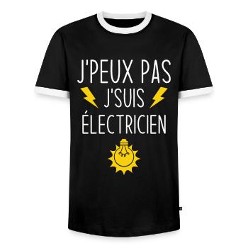 Ich kann nicht Ich bin Elektriker - Männer Kontrast-T-Shirt - Schwarz/Weiß - Vorne - AI Model Female 172 light (172cm) & AI Model Male 178 light (178cm)