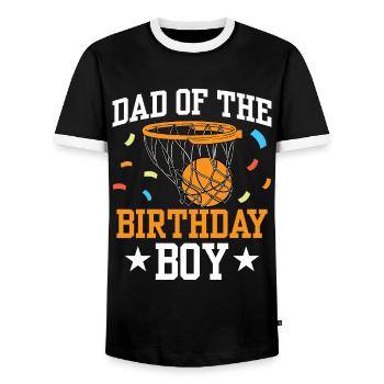 Dad Of The Birthday Boy - Men's Ringer Shirt - black/white - Front - AI Model Female 172 light (172cm) & AI Model Male 178 light (178cm)