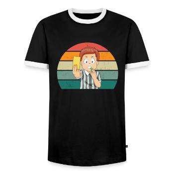 Arbitre Carton jaune Carton rouge Schiri - T-shirt contrasté Homme - noir/blanc - Devant - AI Model Female 172 light (172cm) & AI Model Male 178 light (178cm)