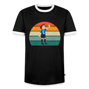 Arbitre Carton jaune Carton rouge Schiri - T-shirt contrasté Homme - noir/blanc - Devant - AI Model Female 172 light (172cm) & AI Model Male 178 light (178cm)