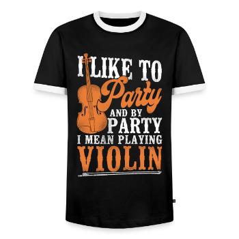 Violin Violinist Vintage I Like To - Men's Ringer Shirt - black/white - Front - AI Model Female 172 light (172cm) & AI Model Male 178 light (178cm)