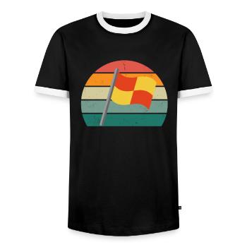Referee Yellow card Red card Schiri - Men's Ringer Shirt - black/white - Front - AI Model Female 172 light (172cm) & AI Model Male 178 light (178cm)