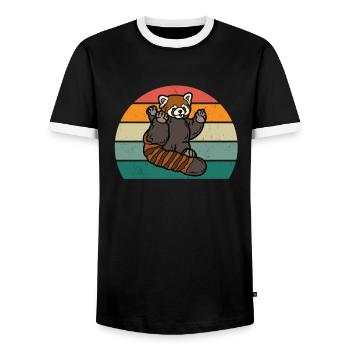 Pandas roux Panda rouge Bambou Asie Panda Rouge Ours - T-shirt contrasté Homme - noir/blanc - Devant - AI Model Female 172 light (172cm) & AI Model Male 178 light (178cm)