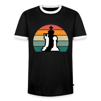 Schachspieler Schachspielerin König Dame Schach - Männer Kontrast-T-Shirt - Schwarz/Weiß - Vorne - AI Model Female 172 light (172cm) & AI Model Male 178 light (178cm)