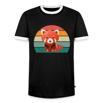 Red Pandas Red Panda Bamboo Asia Red Panda Bear - Men's Ringer Shirt - black/white - Front - AI Model Female 172 light (172cm) & AI Model Male 178 light (178cm)