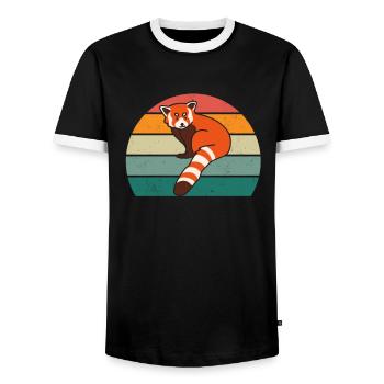 Pandas roux Panda rouge Bambou Asie Panda Rouge Ours - T-shirt contrasté Homme - noir/blanc - Devant - AI Model Female 172 light (172cm) & AI Model Male 178 light (178cm)