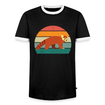 Red Pandas Red Panda Bamboo Asia Red Panda Bear - Men's Ringer Shirt - black/white - Front - AI Model Female 172 light (172cm) & AI Model Male 178 light (178cm)