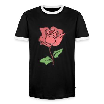 Rose Red Rose Hand-drawn - Men's Ringer Shirt - black/white - Front - AI Model Female 172 light (172cm) & AI Model Male 178 light (178cm)
