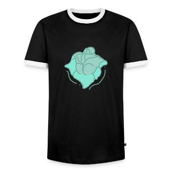 Rose Red Rose Hand-drawn - Men's Ringer Shirt - black/white - Front - AI Model Female 172 light (172cm) & AI Model Male 178 light (178cm)