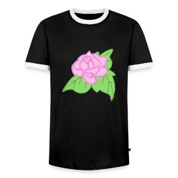 Rose Red Rose Hand-drawn - Men's Ringer Shirt - black/white - Front - AI Model Female 172 light (172cm) & AI Model Male 178 light (178cm)