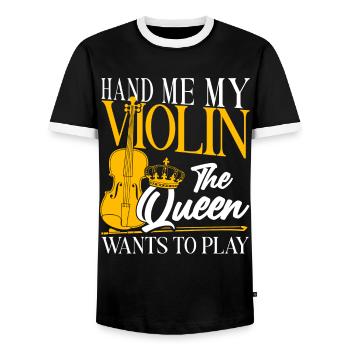 Violin Violinist Girl Hand Me My - Männer Kontrast-T-Shirt - Schwarz/Weiß - Vorne - AI Model Female 172 light (172cm) & AI Model Male 178 light (178cm)