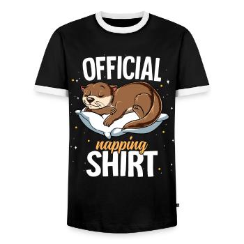 Schlafender Otter Offizielles Nickerchen - Männer Kontrast-T-Shirt - Schwarz/Weiß - Vorne - AI Model Female 172 light (172cm) & AI Model Male 178 light (178cm)