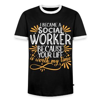 Ich wurde Sozialarbeiter - Männer Kontrast-T-Shirt - Schwarz/Weiß - Vorne - AI Model Female 172 light (172cm) & AI Model Male 178 light (178cm)