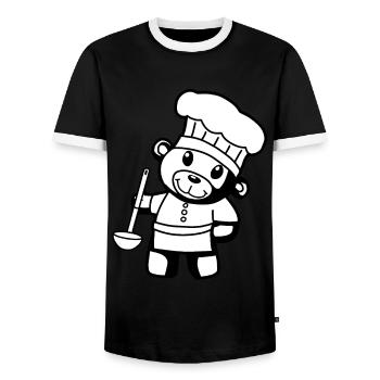 Hobbykoch Kochkunst Teddybär Koch Suppenkelle Bär - Männer Kontrast-T-Shirt - Schwarz/Weiß - Vorne - AI Model Female 172 light (172cm) & AI Model Male 178 light (178cm)