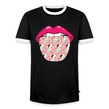 Langue dalmate - T-shirt contrasté Homme - noir/blanc - Devant - AI Model Female 172 light (172cm) & AI Model Male 178 light (178cm)