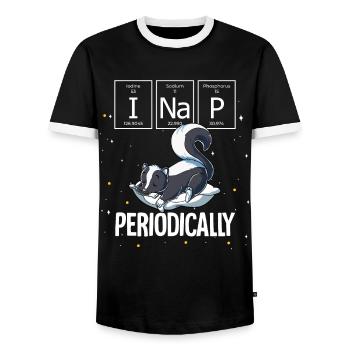 Dormir Skunk Je fais une sieste périodique - T-shirt contrasté Homme - noir/blanc - Devant - AI Model Female 172 light (172cm) & AI Model Male 178 light (178cm)