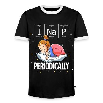 Fille endormie Je fais une sieste périodiquement - T-shirt contrasté Homme - noir/blanc - Devant - AI Model Female 172 light (172cm) & AI Model Male 178 light (178cm)