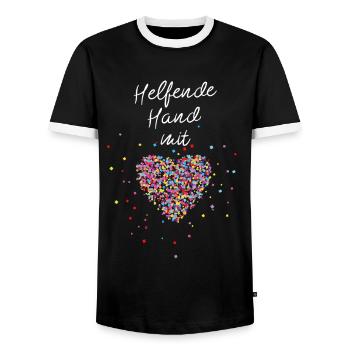 Helfende Hand mit Herz Ehrenamt Freiwillige - Männer Kontrast-T-Shirt - Schwarz/Weiß - Vorne - AI Model Female 172 light (172cm) & AI Model Male 178 light (178cm)