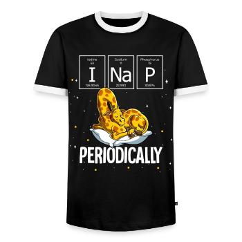 Girafe endormie I Sieste périodique - T-shirt contrasté Homme - noir/blanc - Devant - AI Model Female 172 light (172cm) & AI Model Male 178 light (178cm)