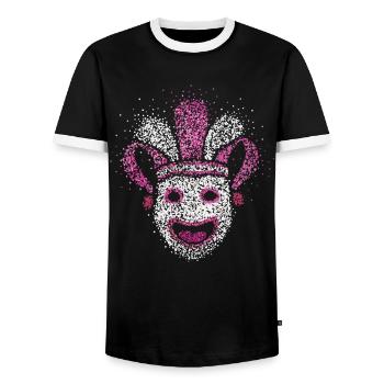 Fool's Mask Fool's Cap Carnival Carnival Confetti - Men's Ringer Shirt - black/white - Front - AI Model Female 172 light (172cm) & AI Model Male 178 light (178cm)
