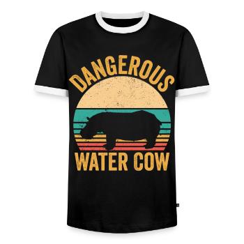 Lustiges Nilpferd Nilpferd Gefährliches Wasser Kuh - Männer Kontrast-T-Shirt - Schwarz/Weiß - Vorne - AI Model Female 172 light (172cm) & AI Model Male 178 light (178cm)