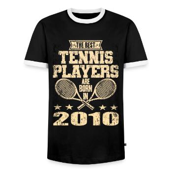 The Best Tennis Players Are Born In 2010 - Men's Ringer Shirt - black/white - Front - AI Model Female 172 light (172cm) & AI Model Male 178 light (178cm)