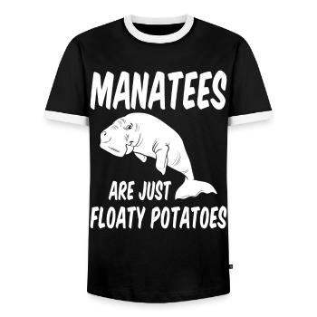 Les lamantins drôles sont simplement des pommes de terre nageuses - T-shirt contrasté Homme - noir/blanc - Devant - AI Model Female 172 light (172cm) & AI Model Male 178 light (178cm)