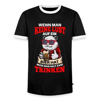 Lustiges Dinosaurier Bier Spruch Design - Männer Kontrast-T-Shirt - Schwarz/Weiß - Vorne - AI Model Female 172 light (172cm) & AI Model Male 178 light (178cm)