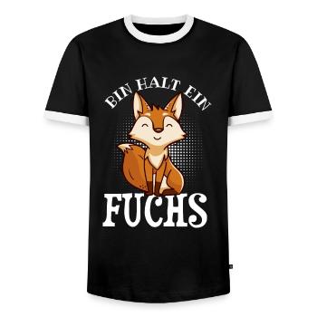 Cute Fox Animal Saying Illustration - Men's Ringer Shirt - black/white - Front - AI Model Female 172 light (172cm) & AI Model Male 178 light (178cm)