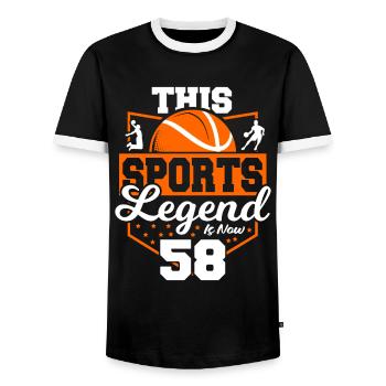This sports legend is now 58, - Men's Ringer Shirt - black/white - Front - AI Model Female 172 light (172cm) & AI Model Male 178 light (178cm)