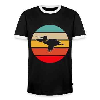 Pelikan Rétro - T-shirt contrasté Homme - noir/blanc - Devant - AI Model Female 172 light (172cm) & AI Model Male 178 light (178cm)