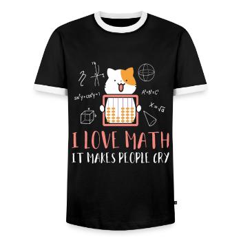 I Love Math Kitten Cats - Men's Ringer Shirt - black/white - Front - AI Model Female 172 light (172cm) & AI Model Male 178 light (178cm)
