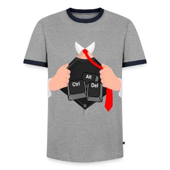Ctrl alt del hack ordinateur informaticien - T-shirt contrasté Homme - gris/marine  - Devant - AI Model Female 172 light (172cm) & AI Model Male 178 light (178cm)