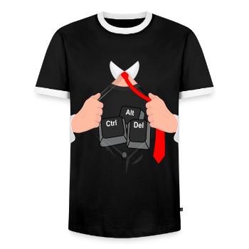 Ctrl alt del hack ordinateur informaticien - T-shirt contrasté Homme - noir/blanc - Devant - AI Model Female 172 light (172cm) & AI Model Male 178 light (178cm)