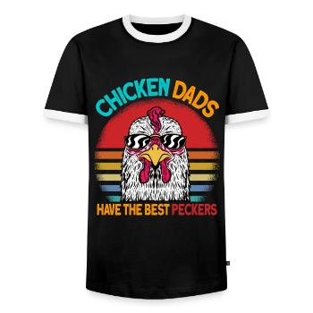 Chickens - Men's Ringer Shirt - black/white - Front - AI Model Female 172 light (172cm) & AI Model Male 178 light (178cm)