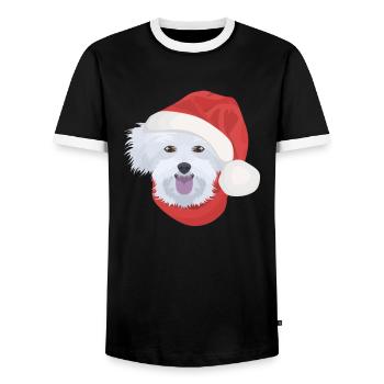 Malteser Merry Christmas - Men's Ringer Shirt - black/white - Front - AI Model Female 172 light (172cm) & AI Model Male 178 light (178cm)
