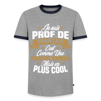 Je suis prof de français - T-shirt contrasté Homme - gris/marine  - Devant - AI Model Female 172 light (172cm) & AI Model Male 178 light (178cm)