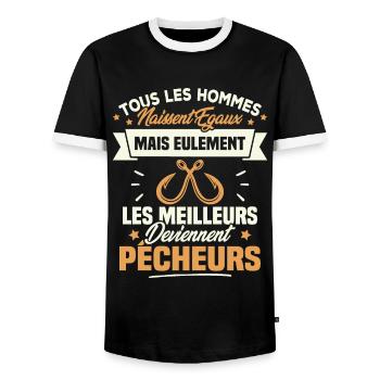 Les meilleurs hommes deviennent Pêcheurs - T-shirt contrasté Homme - noir/blanc - Devant - AI Model Female 172 light (172cm) & AI Model Male 178 light (178cm)