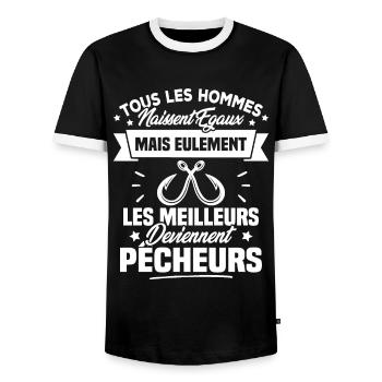 Les meilleurs hommes deviennent Pêcheurs - T-shirt contrasté Homme - noir/blanc - Devant - AI Model Female 172 light (172cm) & AI Model Male 178 light (178cm)