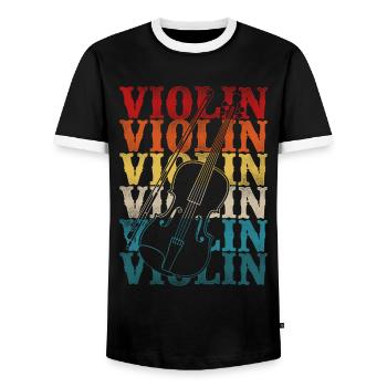 Violin Violinist Retro Vintage - Men's Ringer Shirt - black/white - Front - AI Model Female 172 light (172cm) & AI Model Male 178 light (178cm)