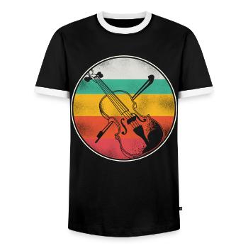 Violon Violoniste Rétro Vintage - T-shirt contrasté Homme - noir/blanc - Devant - AI Model Female 172 light (172cm) & AI Model Male 178 light (178cm)