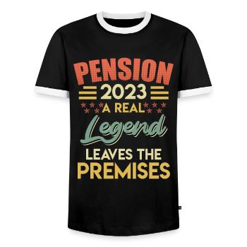 La légende quitte le site du locataire en 2023 - T-shirt contrasté Homme - noir/blanc - Devant - AI Model Female 172 light (172cm) & AI Model Male 178 light (178cm)