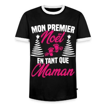 Mon Premier Noël en Tant que Maman - T-shirt contrasté Homme - noir/blanc - Devant - AI Model Female 172 light (172cm) & AI Model Male 178 light (178cm)